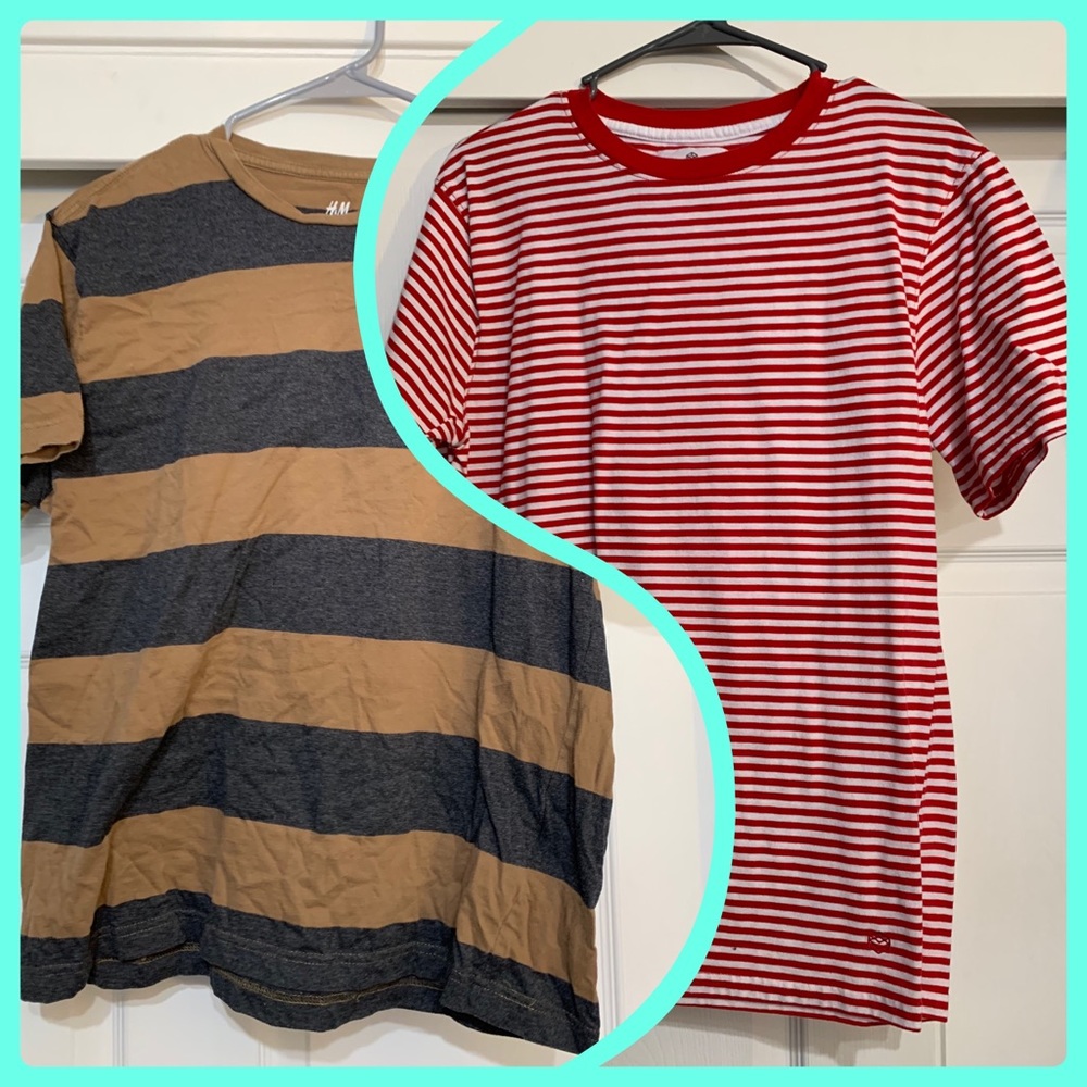 🤩🔥2x Fresh T Shirts MEDIUMS. Striped, ZINE H&M